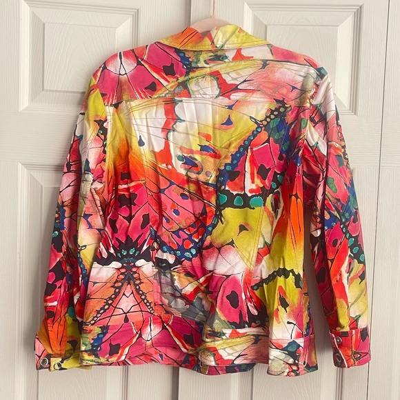 Vintage Chico's  women's butterfly Jacket blazer Size 2 multicolor.  #203 - Picture 7 of 14